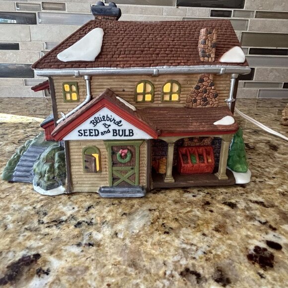 Heritage Village Collection Bluebird Seed & Bulb Handpainted Porcelain House Dep - Picture 15 of 16